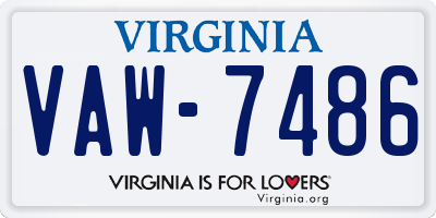 VA license plate VAW7486