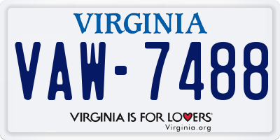 VA license plate VAW7488