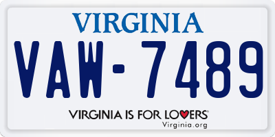 VA license plate VAW7489