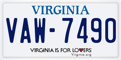 VA license plate VAW7490