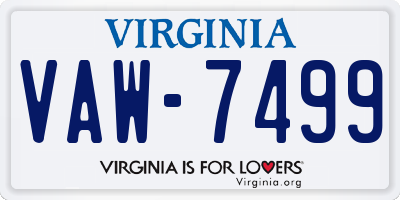 VA license plate VAW7499