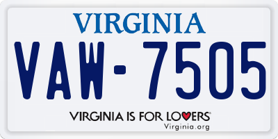 VA license plate VAW7505