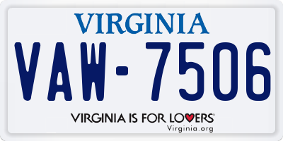 VA license plate VAW7506