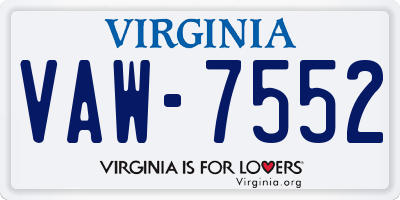 VA license plate VAW7552