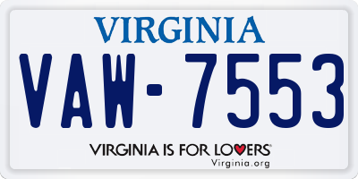 VA license plate VAW7553