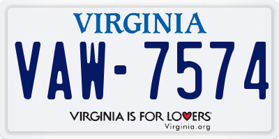 VA license plate VAW7574