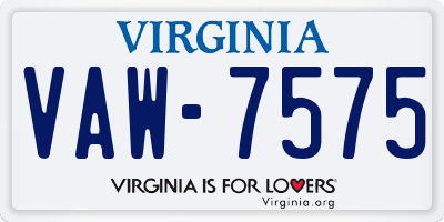 VA license plate VAW7575