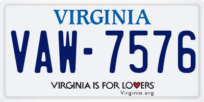 VA license plate VAW7576