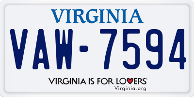 VA license plate VAW7594
