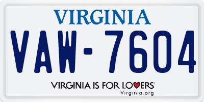 VA license plate VAW7604