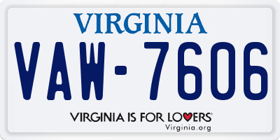 VA license plate VAW7606