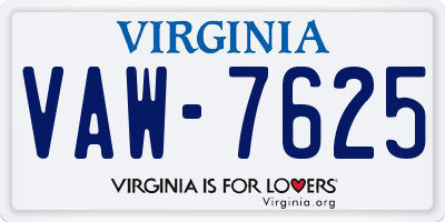 VA license plate VAW7625