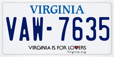 VA license plate VAW7635