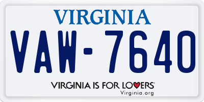 VA license plate VAW7640