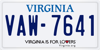 VA license plate VAW7641