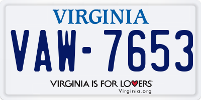 VA license plate VAW7653