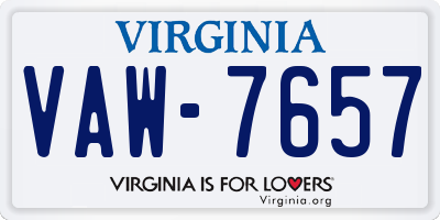 VA license plate VAW7657
