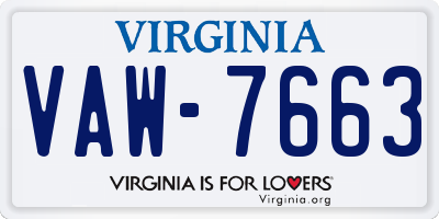 VA license plate VAW7663