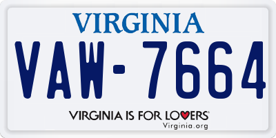 VA license plate VAW7664