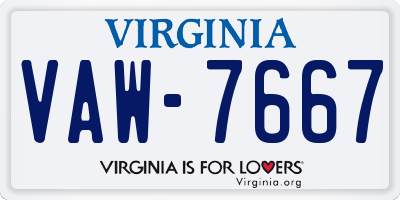 VA license plate VAW7667