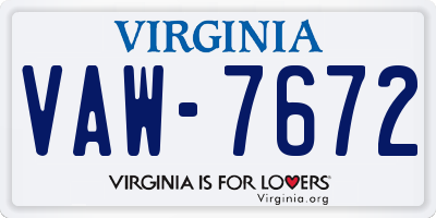 VA license plate VAW7672