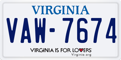 VA license plate VAW7674
