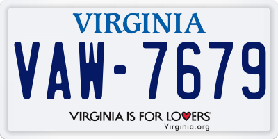 VA license plate VAW7679