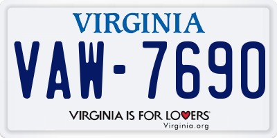 VA license plate VAW7690