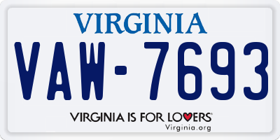 VA license plate VAW7693