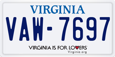 VA license plate VAW7697