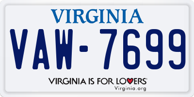 VA license plate VAW7699