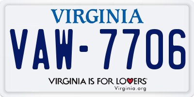 VA license plate VAW7706