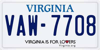 VA license plate VAW7708