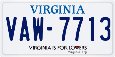 VA license plate VAW7713
