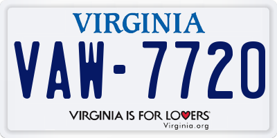 VA license plate VAW7720