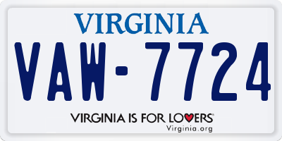 VA license plate VAW7724