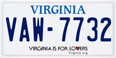 VA license plate VAW7732
