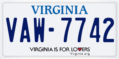 VA license plate VAW7742