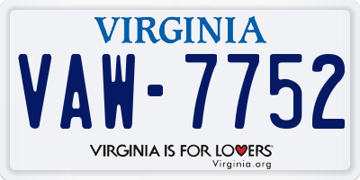 VA license plate VAW7752