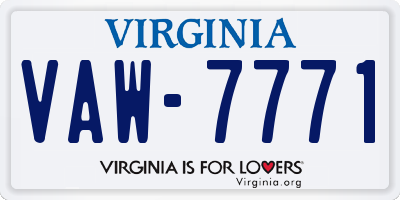VA license plate VAW7771