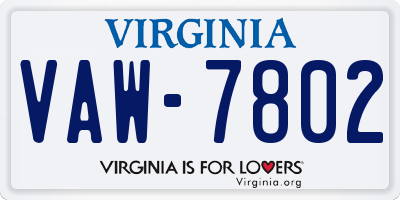 VA license plate VAW7802