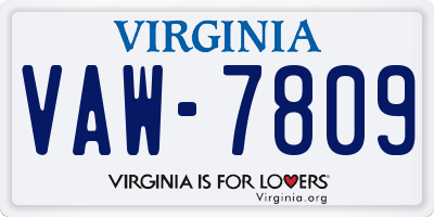VA license plate VAW7809