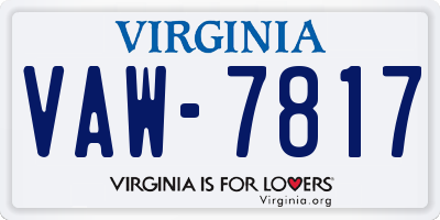 VA license plate VAW7817