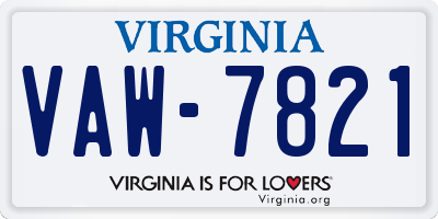 VA license plate VAW7821