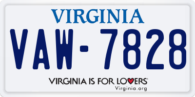 VA license plate VAW7828