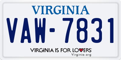 VA license plate VAW7831