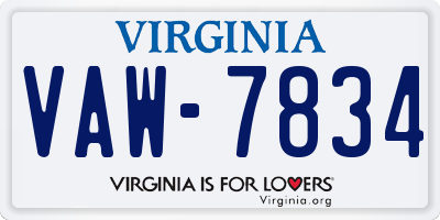 VA license plate VAW7834