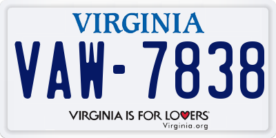 VA license plate VAW7838