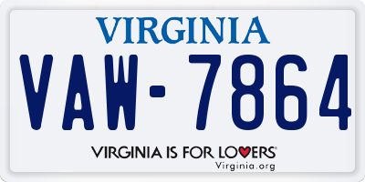 VA license plate VAW7864