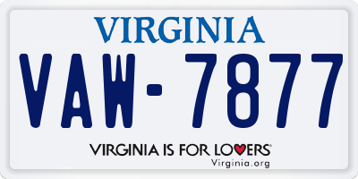 VA license plate VAW7877